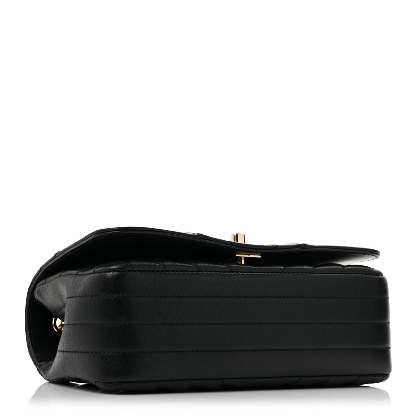 Calfskin Chevron Quilted Mini Statement Flap Black