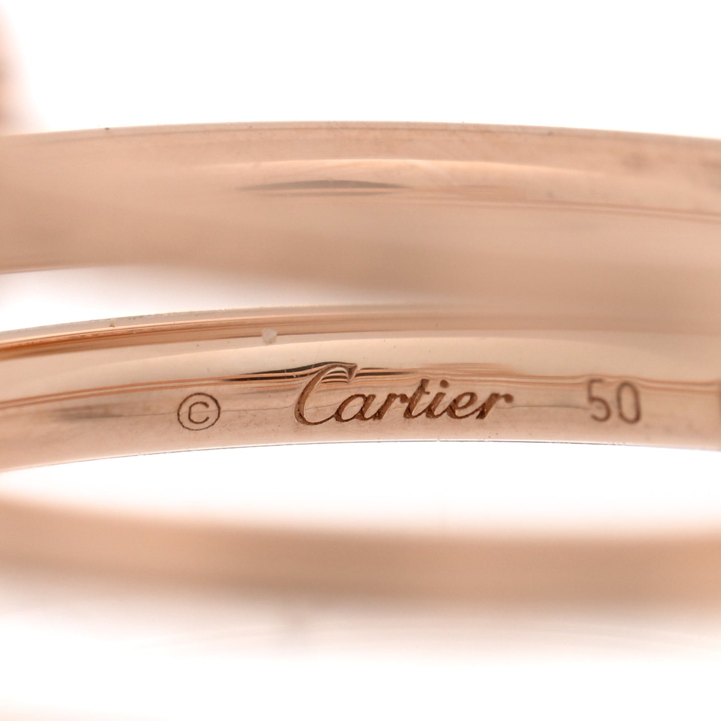 18K Pink Gold Diamond Double Juste Un Clou Ring 50 5.25