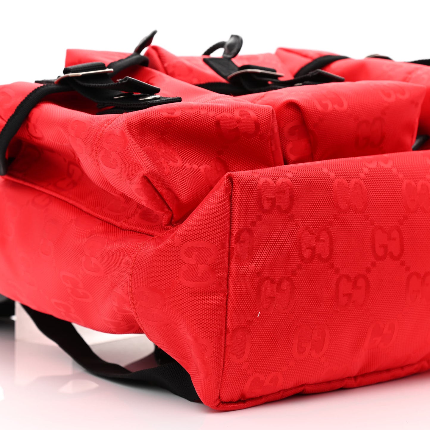X 100 THIEVES Econyl Nylon Monogram Off The Grid Utility Pocket Backpack Red Black