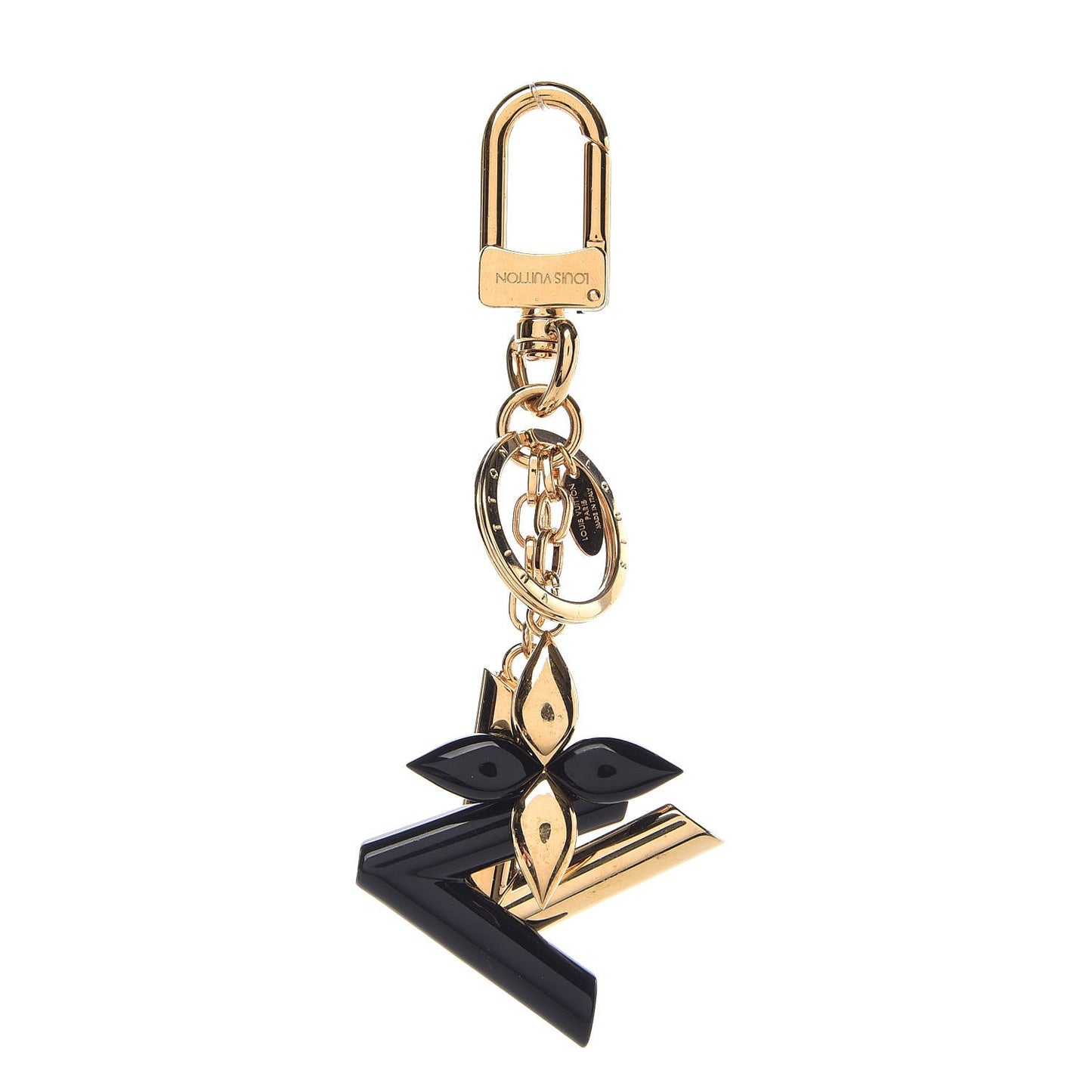 Lacquered Metal Twist Bag Charm Key Holder Black