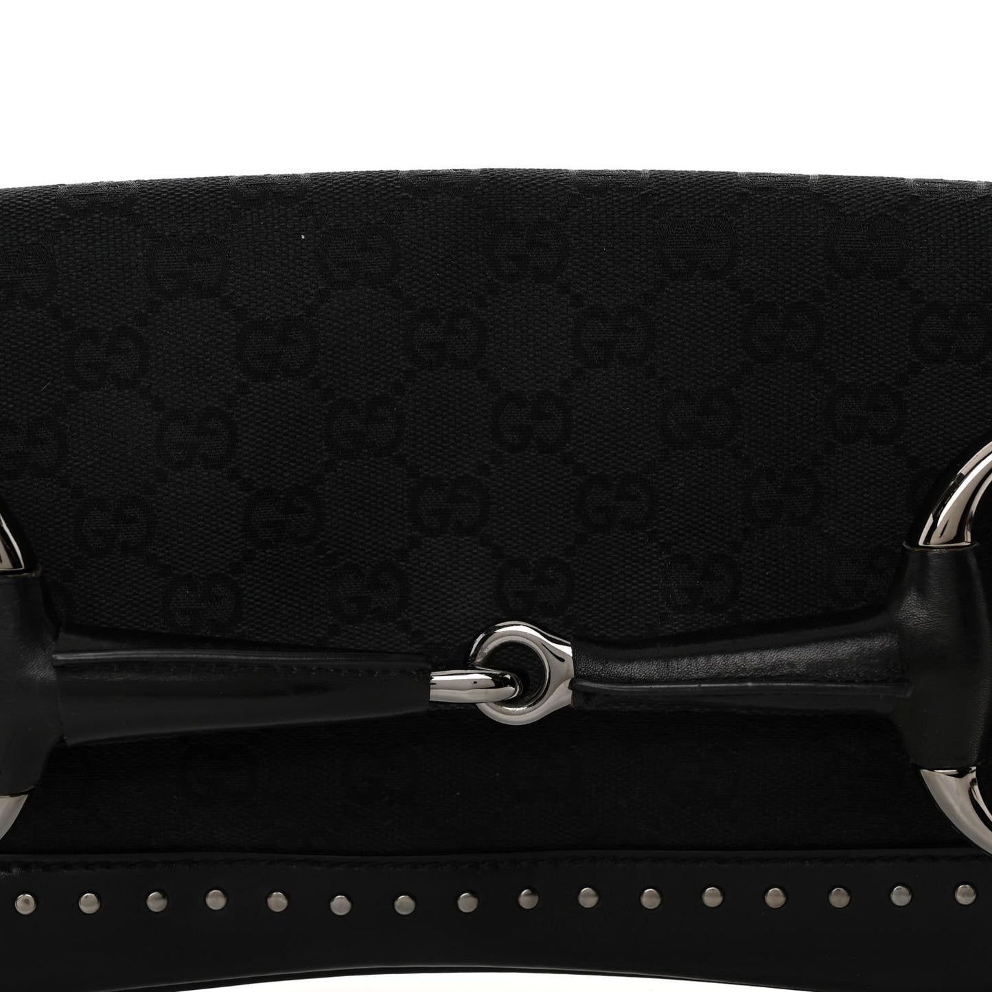 Monogram Studded Horsebit Clutch Black