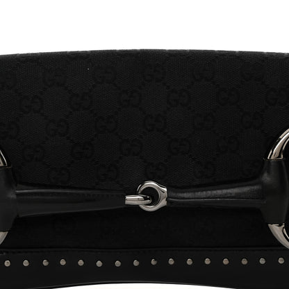 Gucci Monogram Studded Horsebit Clutch Black 8 of 10
