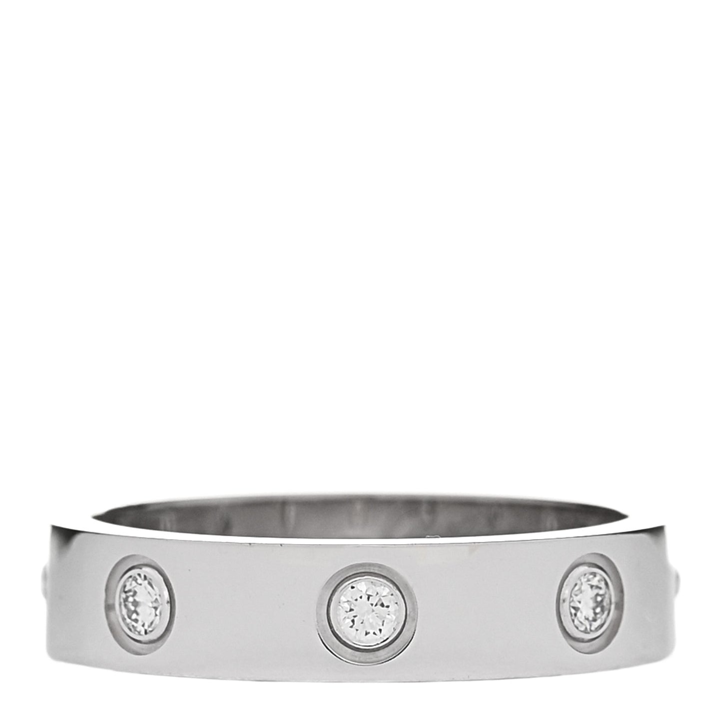18K White Gold 8 Diamond 4mm Wedding Band LOVE Ring 49 5