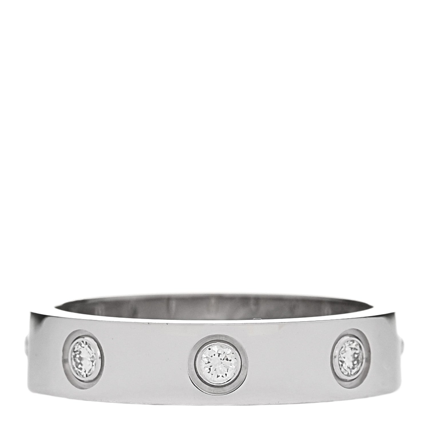 Cartier 18K White Gold 8 Diamond 4mm Wedding Band LOVE Ring 49 5 1 of 4
