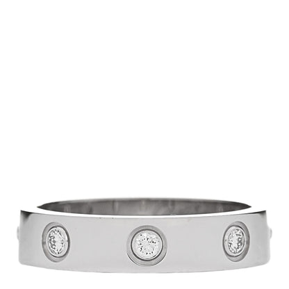 Cartier 18K White Gold 8 Diamond 4mm Wedding Band LOVE Ring 49 5 1 of 4