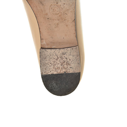 Chanel Lambskin Cap Toe CC Ballerina Flats 37 Beige Black 10 of 13