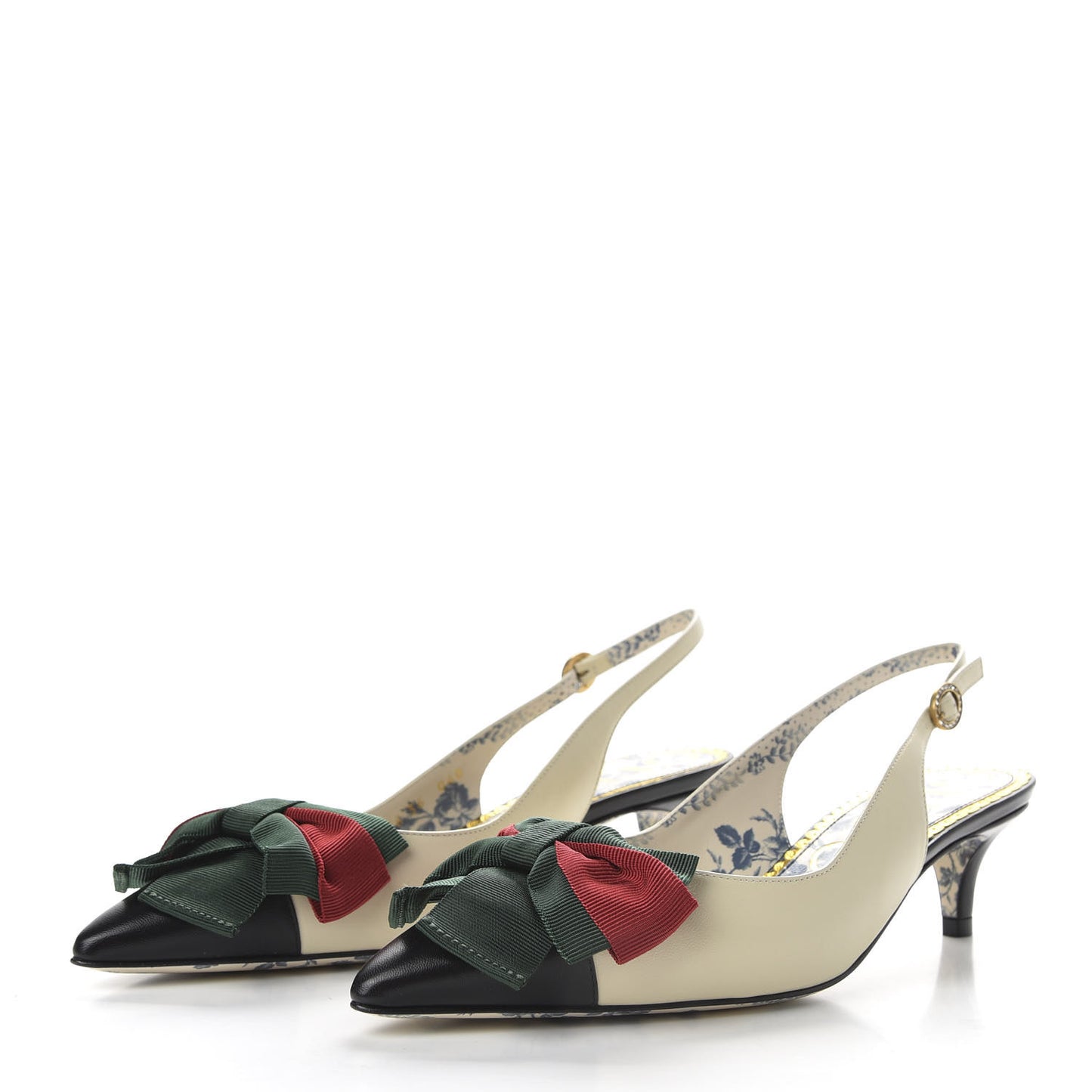 Malaga Kid Web Bow Jane Low Heel Slingback Pumps 36 Off White