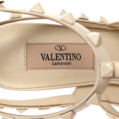Valentino Garavani Calfskin Lacquered Monochrome Rockstud Ankle Strap 100mm Pumps 35.5 Ivory 7 of 9