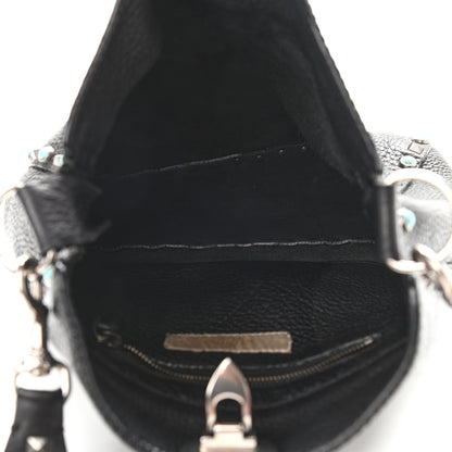 Valentino Garavani Pebbled Calfskin Tribal Small Guitar Strap Rockstud Rolling Flip-Lock Messenger Bag Black 5 of 13
