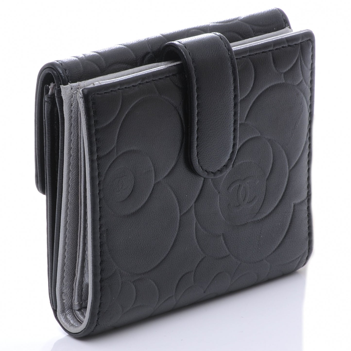 Lambskin CC Camelia Compact Wallet Black
