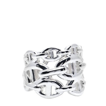 Hermes Sterling Silver GM Chaine d'Ancre Enchainee Band Ring 54 6.75 1 of 5