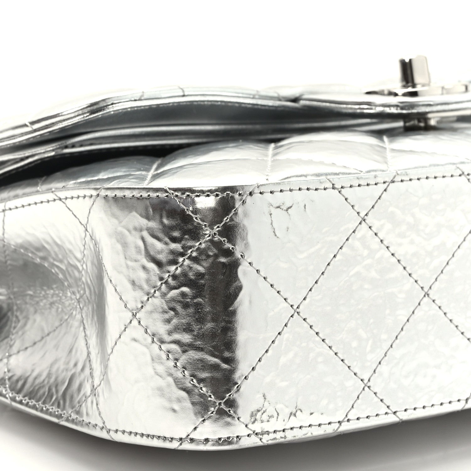 Chanel Hammered Metallic Calfskin Quilted Small Double Flap Silver 8 of 10
