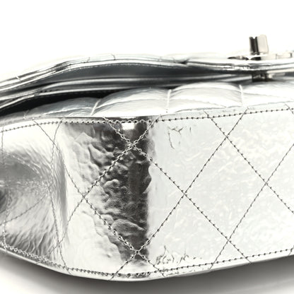 Chanel Hammered Metallic Calfskin Quilted Small Double Flap Silver 8 of 10