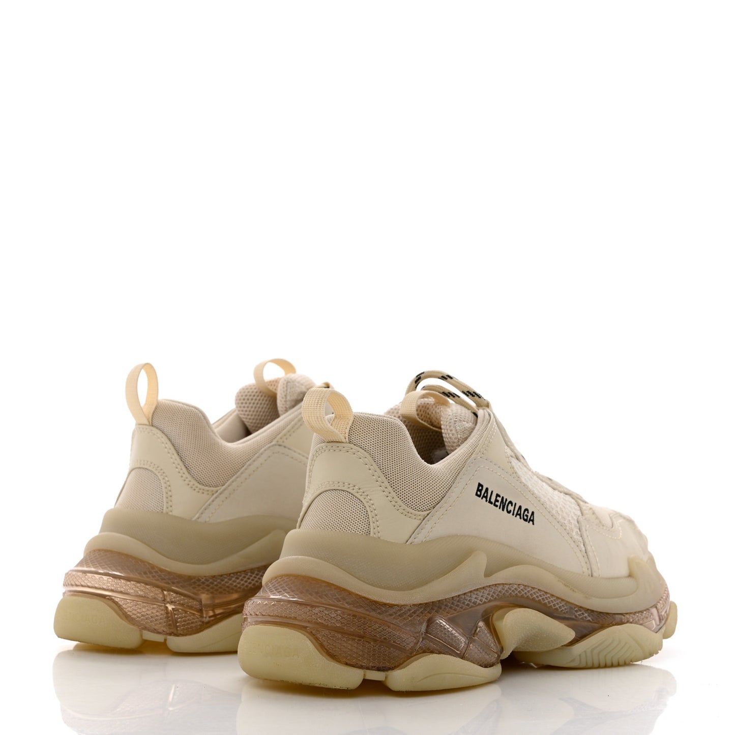 Fabric Mesh Clear Sole Mens Triple S Sneakers 40 Beige