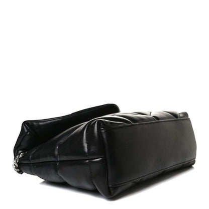 Saint Laurent Lambskin Quilted Toy Loulou Puffer Monogram Chain Satchel Black 9 of 17