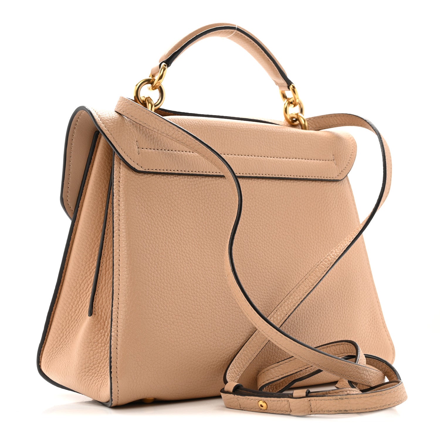 Salvatore Ferragamo Calfskin Small Margot Top Handle Satchel Almond 3 of 12