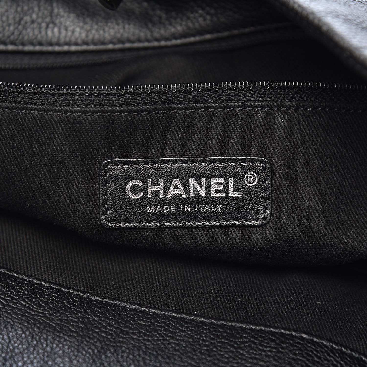 Chanel Grained Calfskin Stitched Medium Braided With Style Hobo Black 6 of 11