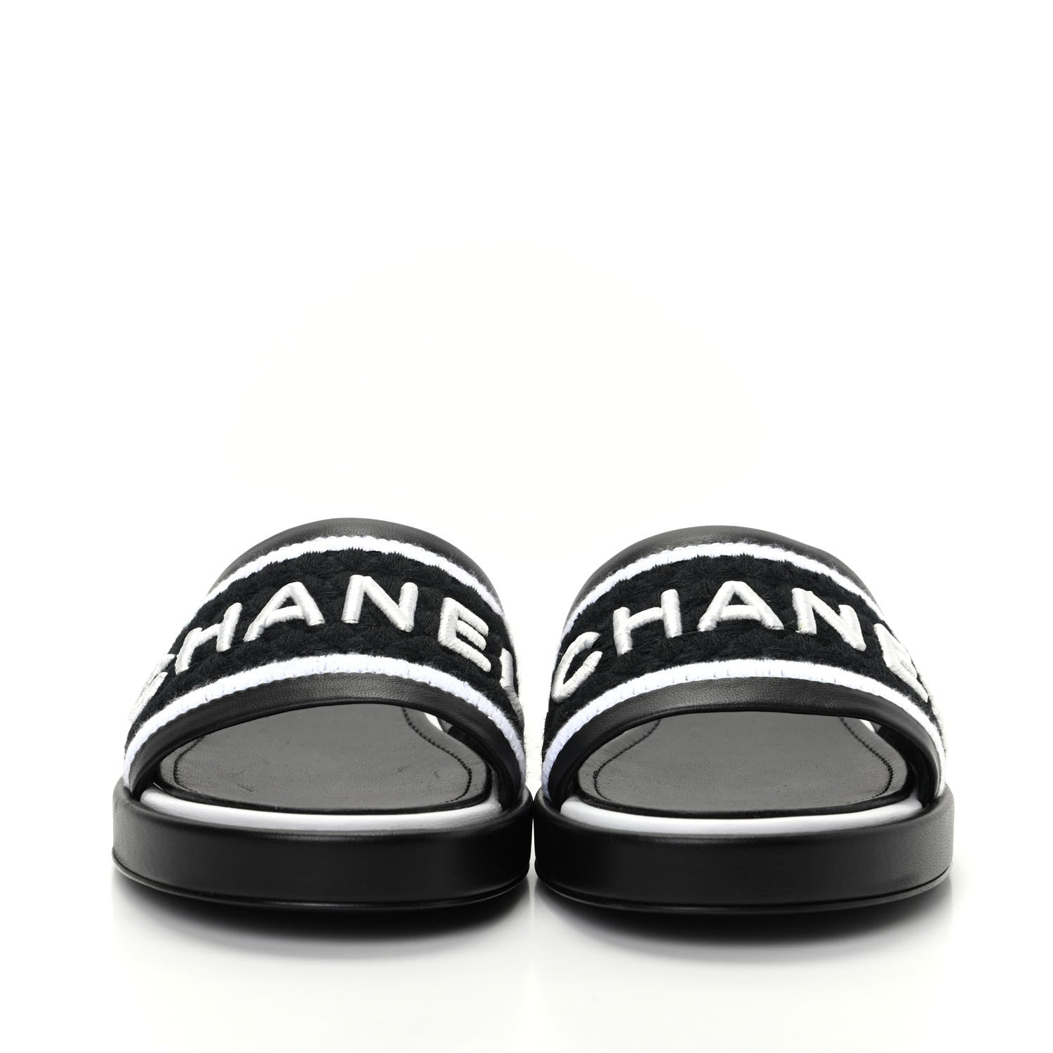 Chanel Lambskin Embroidered CC Mule Sandal 39 Black White 2 of 11