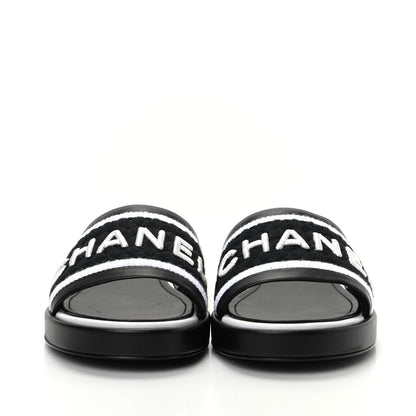 Chanel Lambskin Embroidered CC Mule Sandal 39 Black White 2 of 11