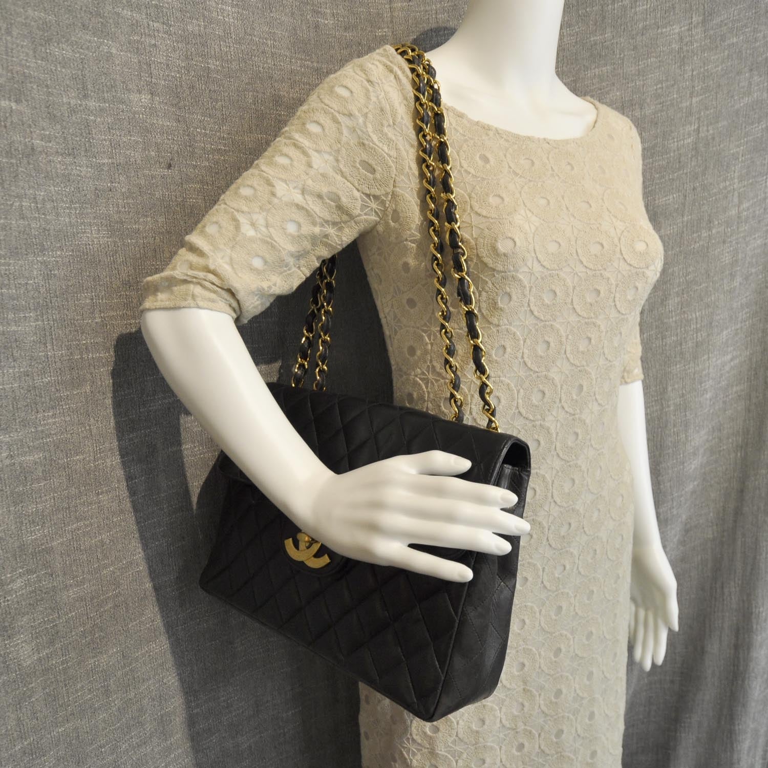 Chanel Lambskin Quilted Jumbo Flap Black 2 of 10