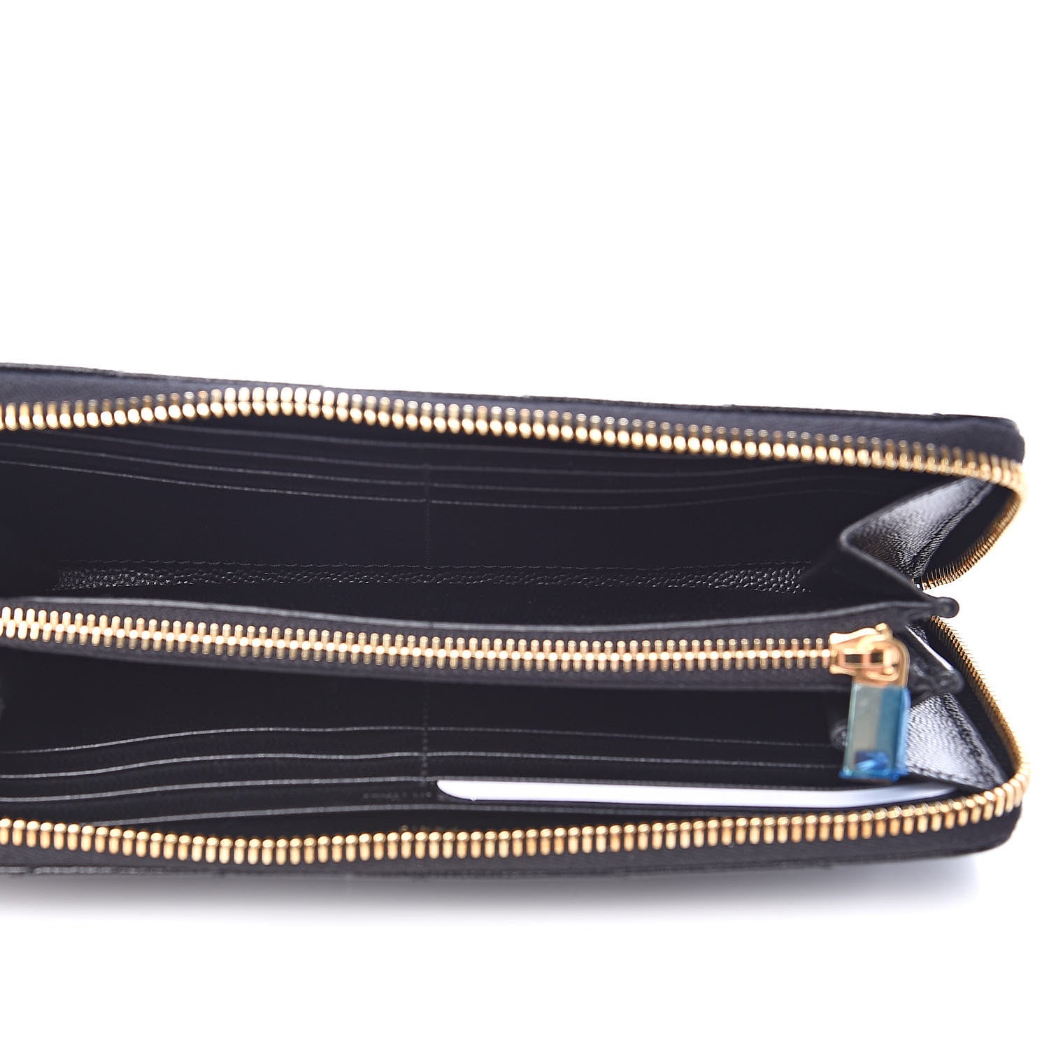 Saint Laurent Grain De Poudre Matelasse Chevron Monogram Zip Around Wallet Black 5 of 7