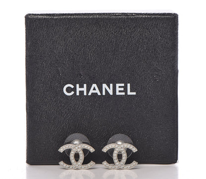 Chanel Crystal CC Earrings Silver 5 of 5