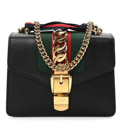 Gucci Calfskin Mini Sylvie Chain Shoulder Bag Black 1 of 10