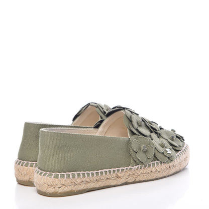 Chanel Fabric Camellia CC Espadrilles 39 Khaki 4 of 10