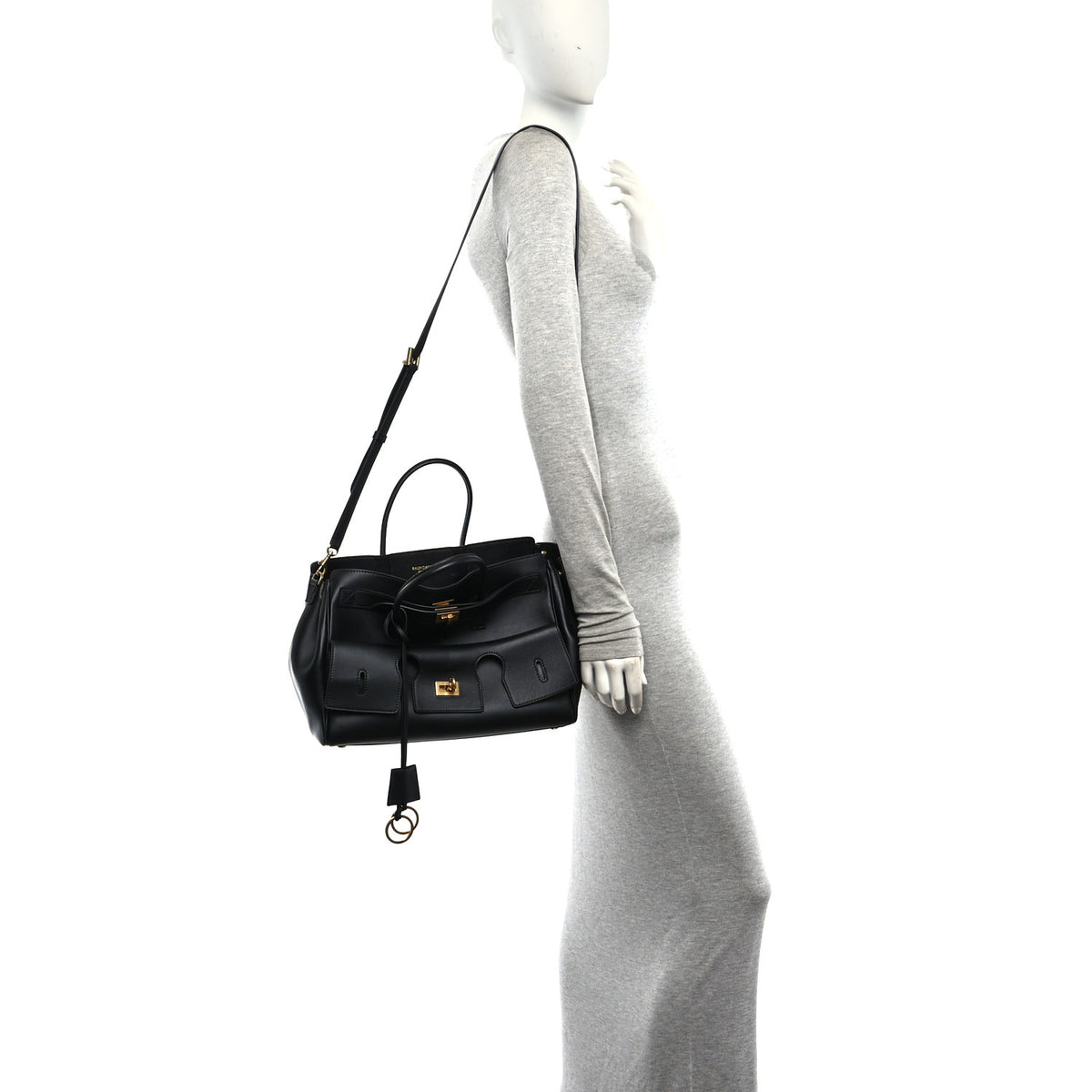 Balenciaga Smooth Calfskin Small Bel Air Carry All Bag Black 2 of 9