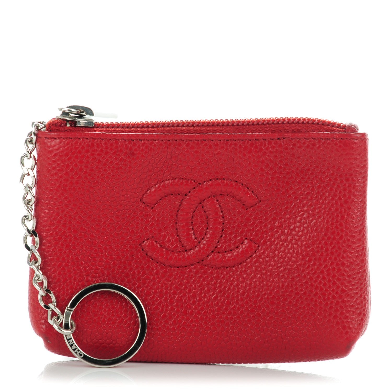 Chanel Caviar Timeless CC Coin Purse Case Red 1 of 7