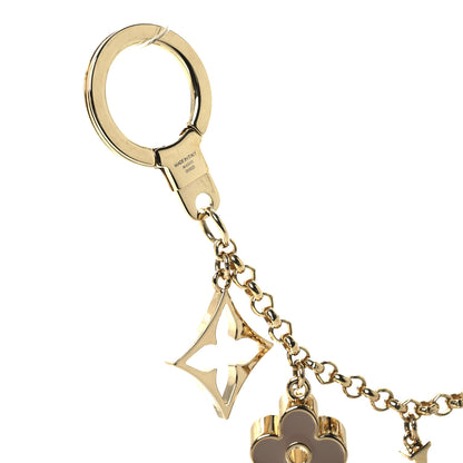Louis Vuitton Brass Enamel Fleur De Monogram Bag Charm Chain Gold 3 of 4