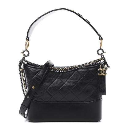 Chanel Aged Calfskin Quilted Small Gabrielle Hobo Black 1 of 9