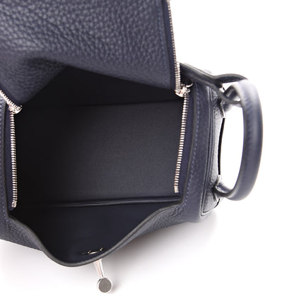 Hermes Taurillon Clemence Mini Lindy 20 Bleu Nuit 4 of 10