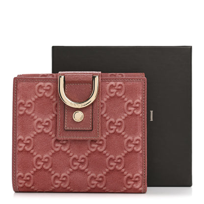 Gucci Suede Monogram Abbey Compact Wallet Pink 10 of 10