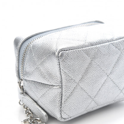 Chanel Metallic Caviar Quilted Mini Top Handle Vanity With Chain Silver 8 of 10