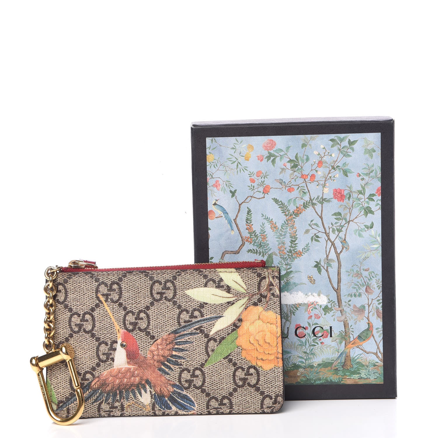 Gucci GG Supreme Monogram Tian Key Case Beige Multicolor Red 10 of 10