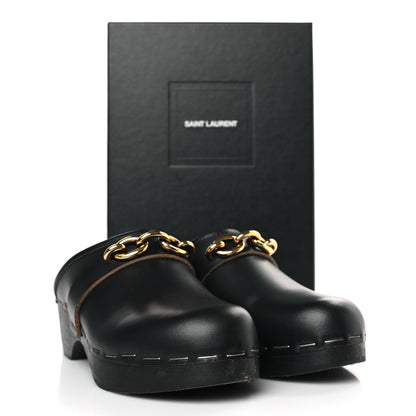 Saint Laurent Smooth Calfskin Le Maillon Clogs 38 Black 9 of 9