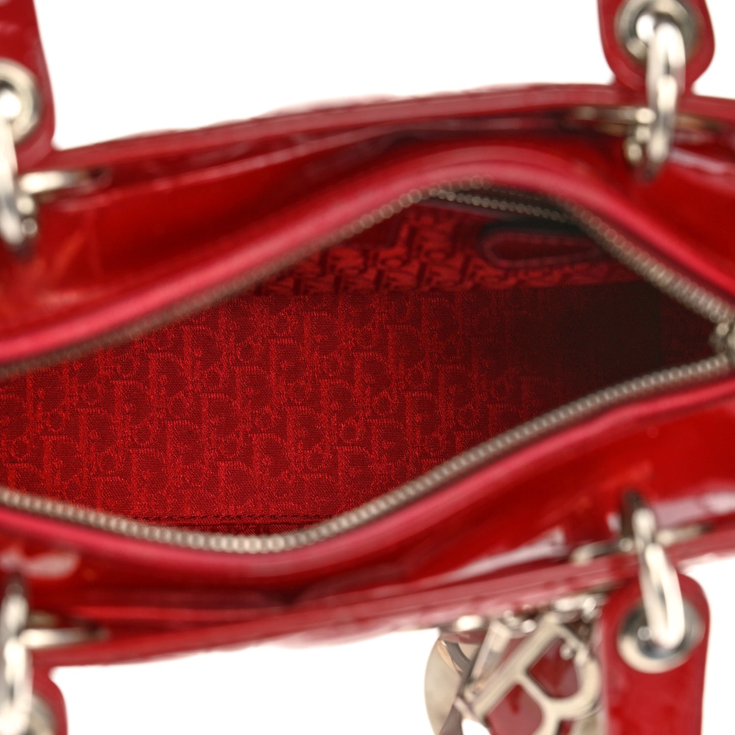 Patent Cannage Medium Lady Dior Red