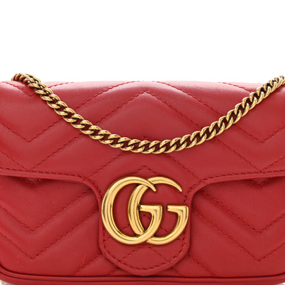 Gucci Calfskin Matelasse Super Mini GG Marmont Shoulder Bag Hibiscus Red 8 of 11