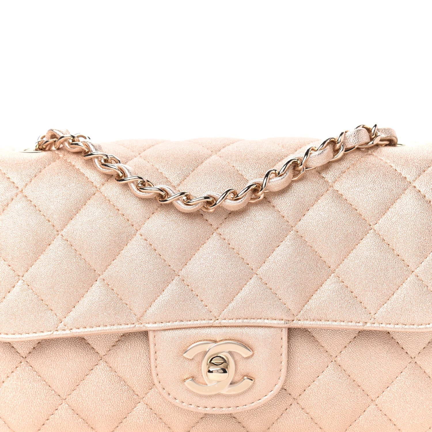 Chanel Metallic Lambskin Quilted Mini Rectangular Flap Gold 10 of 10