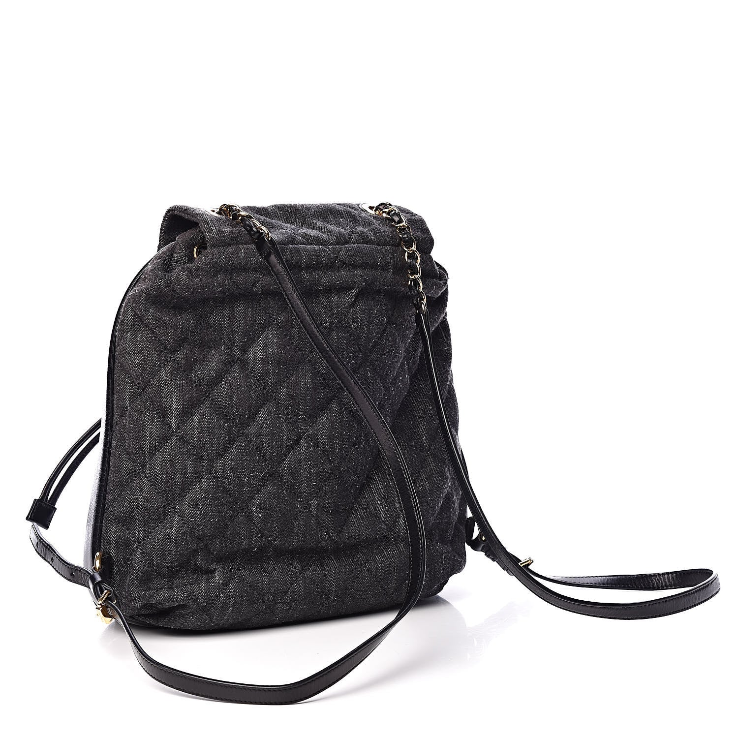 Chanel Denim Calfskin Quilted Backpack Dark Grey Black 3 of 11