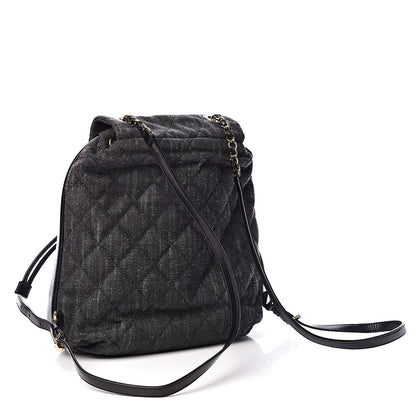 Chanel Denim Calfskin Quilted Backpack Dark Grey Black 3 of 11