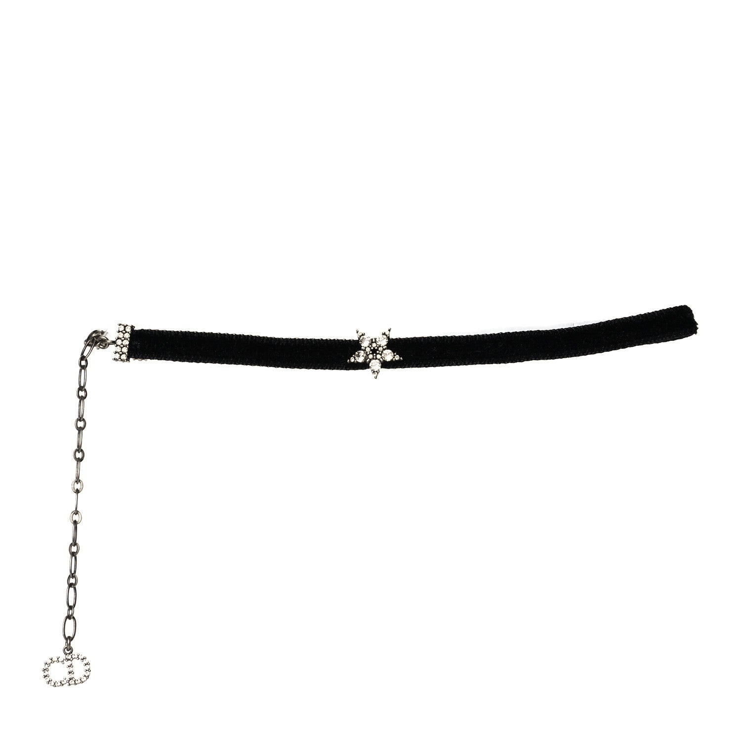 Christian Dior Velvet Crystal Star Choker Necklace Black 1 of 4