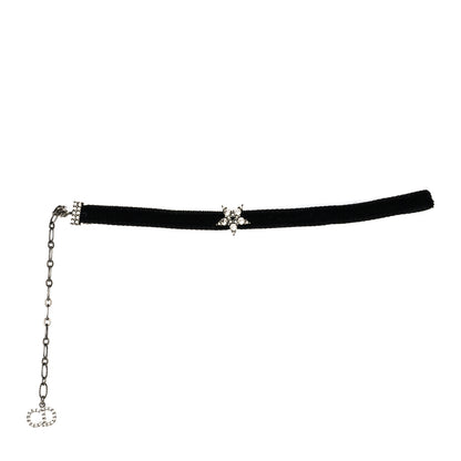 Christian Dior Velvet Crystal Star Choker Necklace Black 1 of 4
