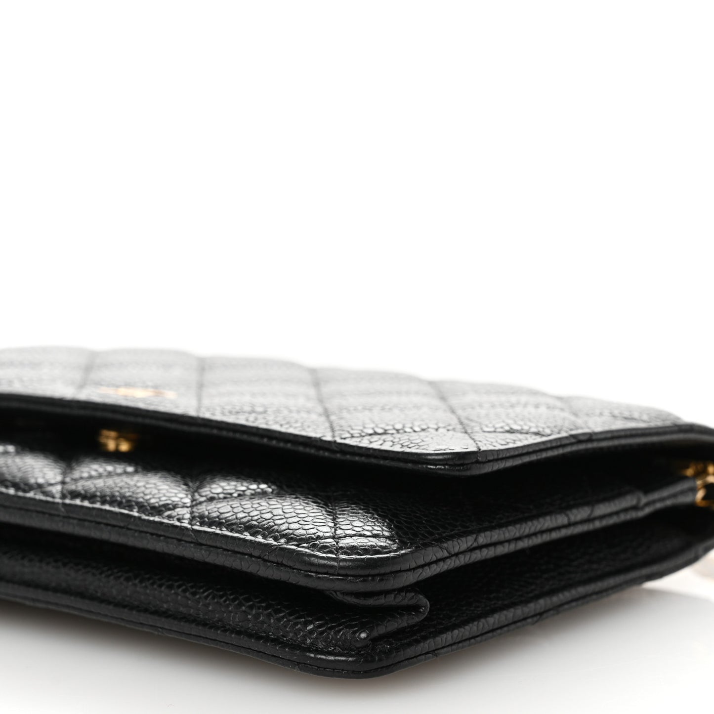 Caviar Quilted Wallet on Chain WOC Black