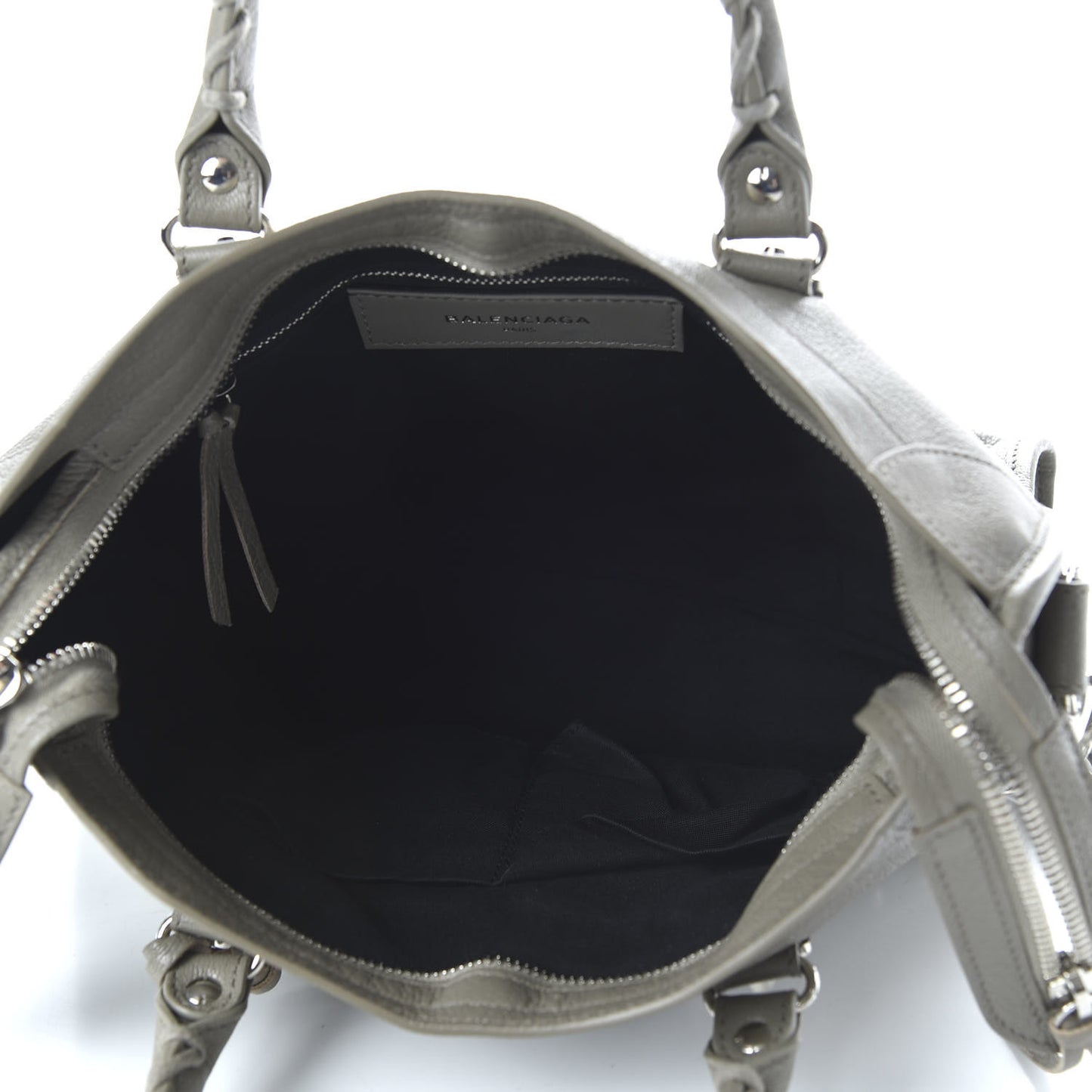 Chevre Silver Metallic Edge Hardware City Gris Taupe