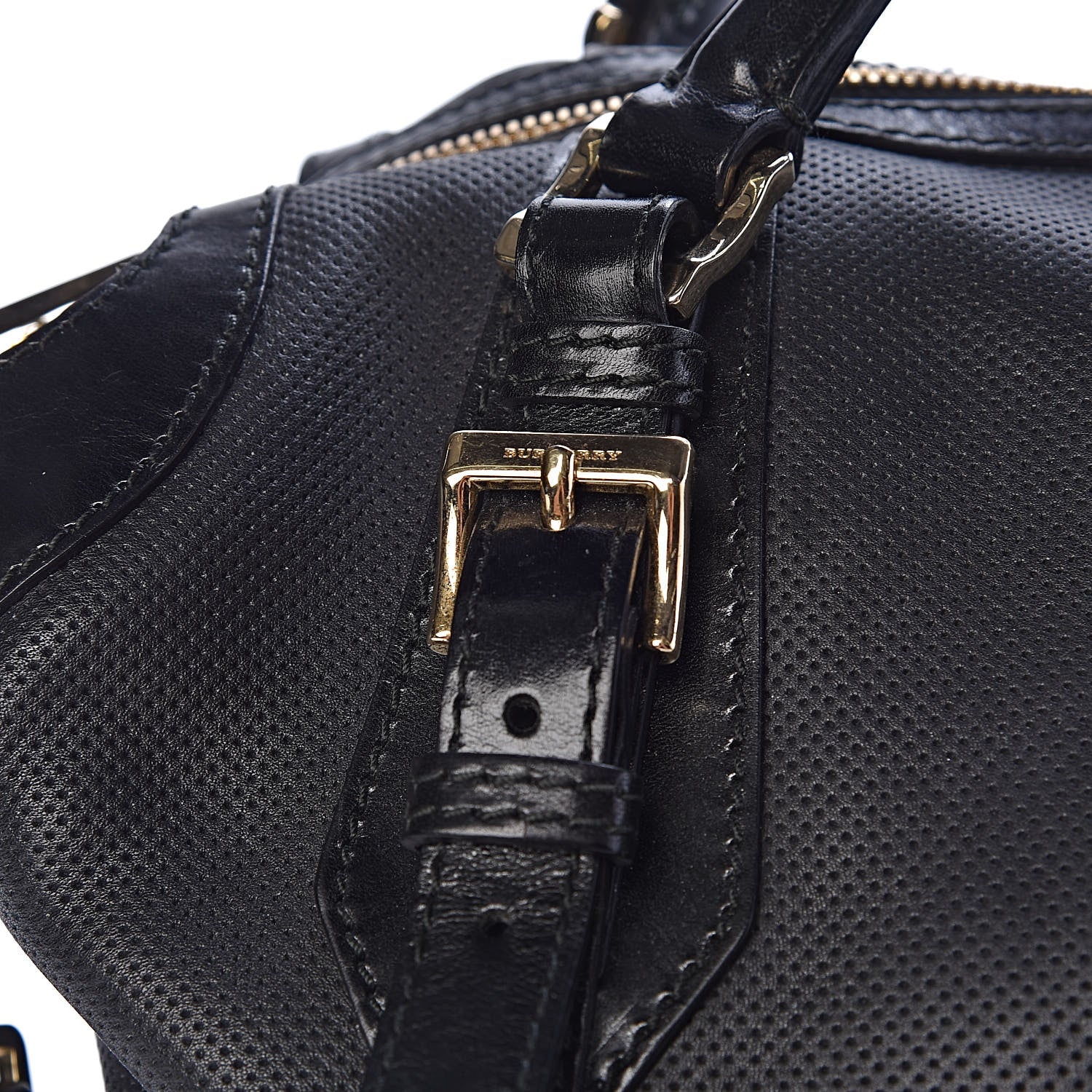 Burberry Calfskin Perforated Ellers Satchel Black 21 of 31