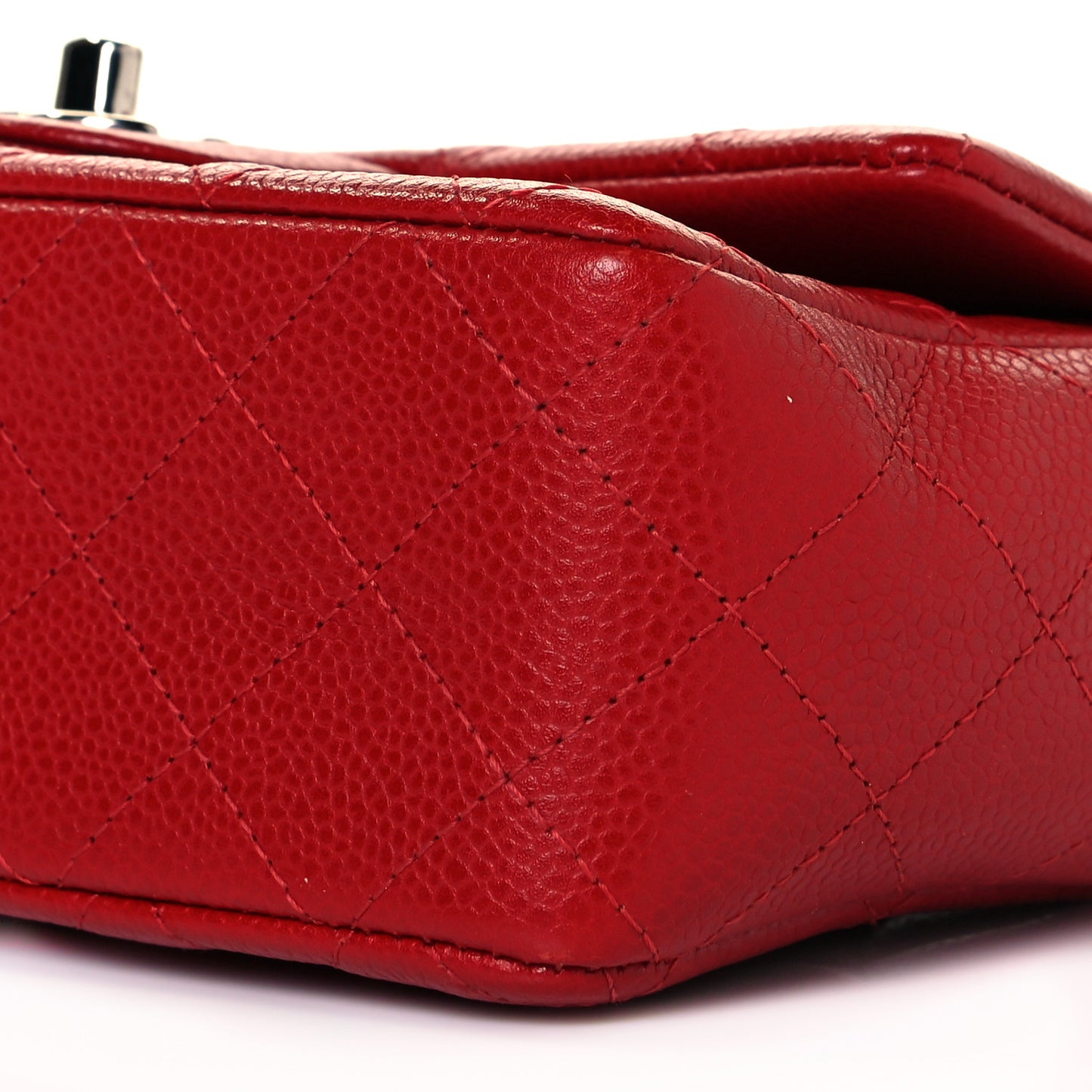 Caviar Quilted Mini Rectangular Flap Red