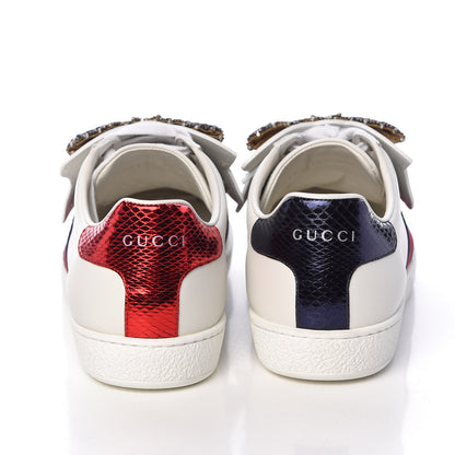Gucci Calfskin Ayers Web Womens Ace Bow Lace Sneakers 38.5 White 5 of 14