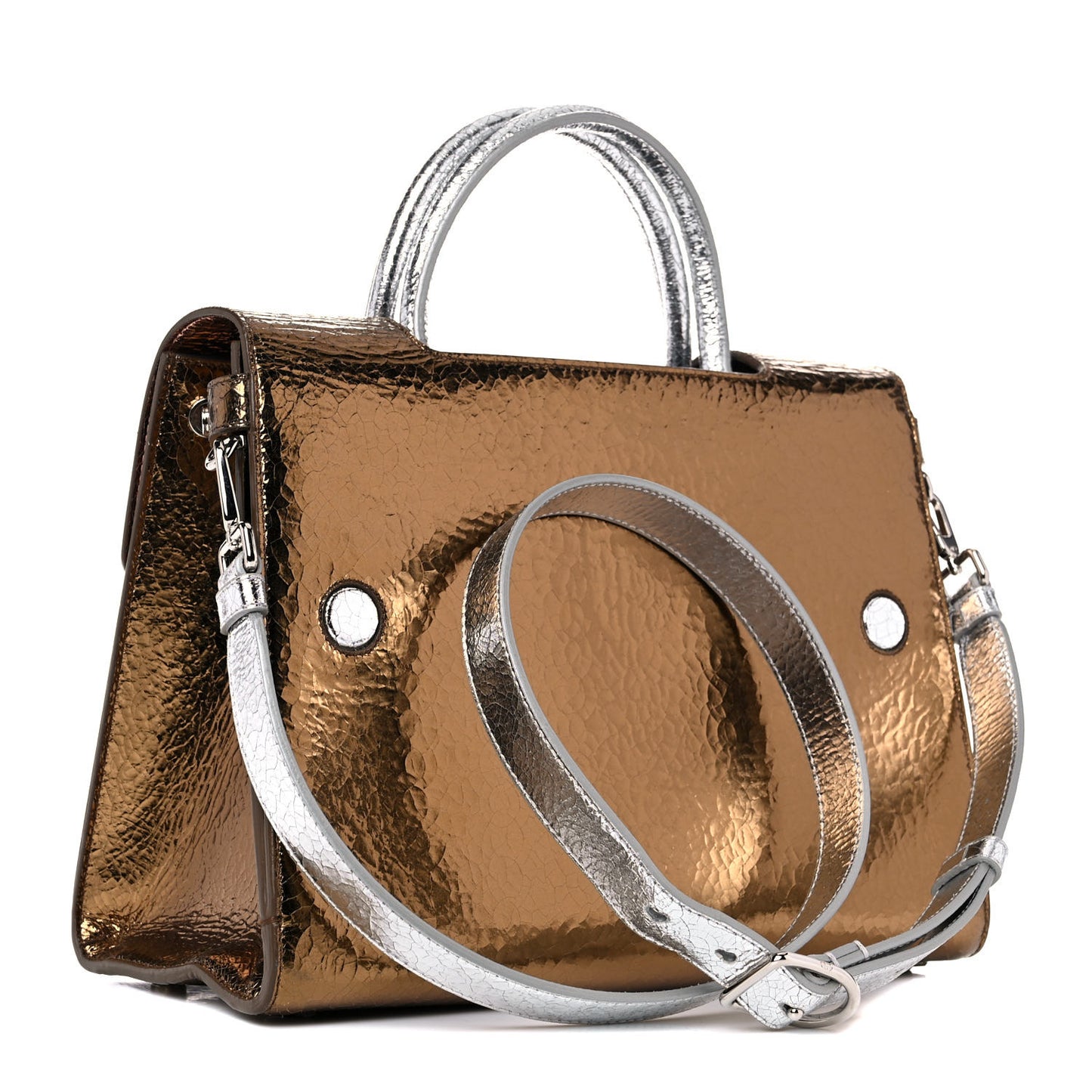 Metallic Calfskin Medium Diorever Flap Bronze